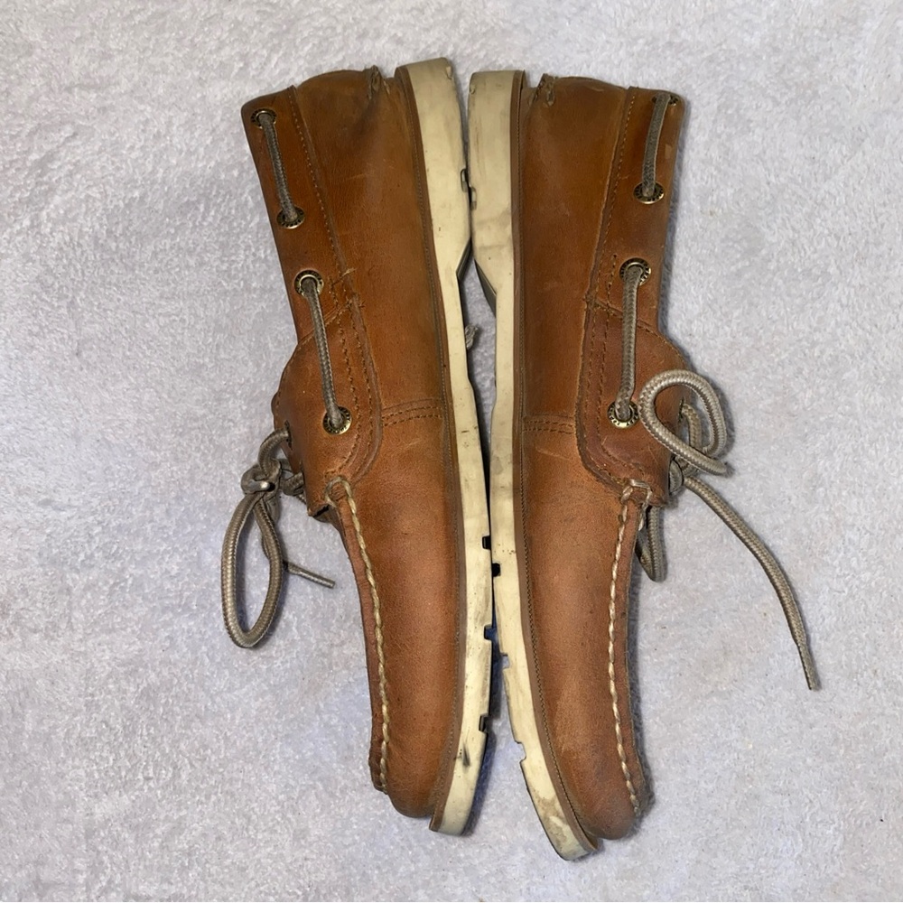 Sperry Top-Sider Mens 9 M Leather Boat Shoes Brown Cognac STS12002 Preppy Adult - Picture 3 of 13